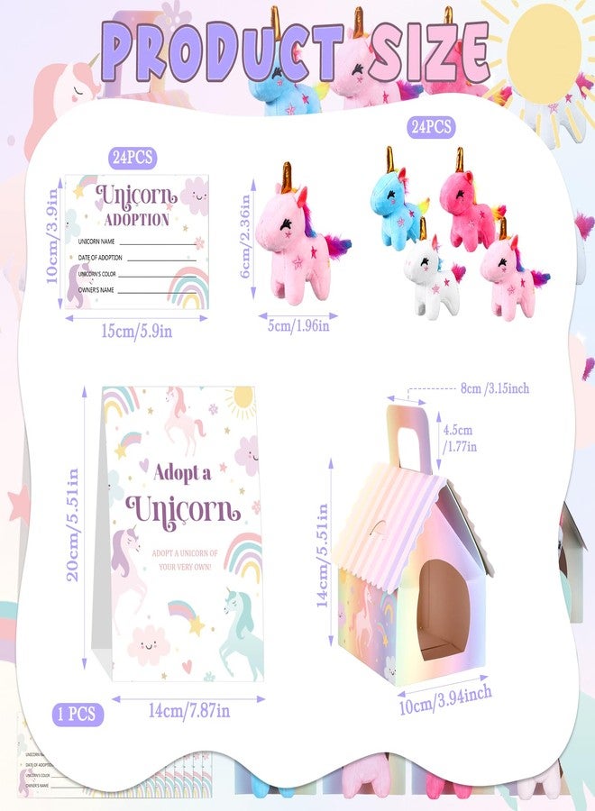 Blueweenly 73 Pcs Adopt a Unicorn Party Favors Set for Girl Mini Plush Unicorn Stuffed Animal Gift Box Adoption Card 1 Animal Sign with Carton House for Adopt Pet Party Birthday (Cute) - Image 2